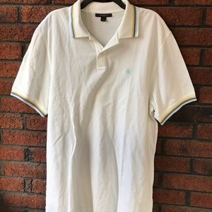 Men’s Express Polo Shirt Purple Blue Striped White